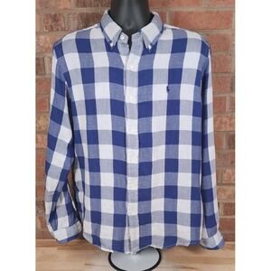 Polo Ralph Lauren Denim Goods RL Untucked Fit Shirt Mens Size Large Blue Plaid